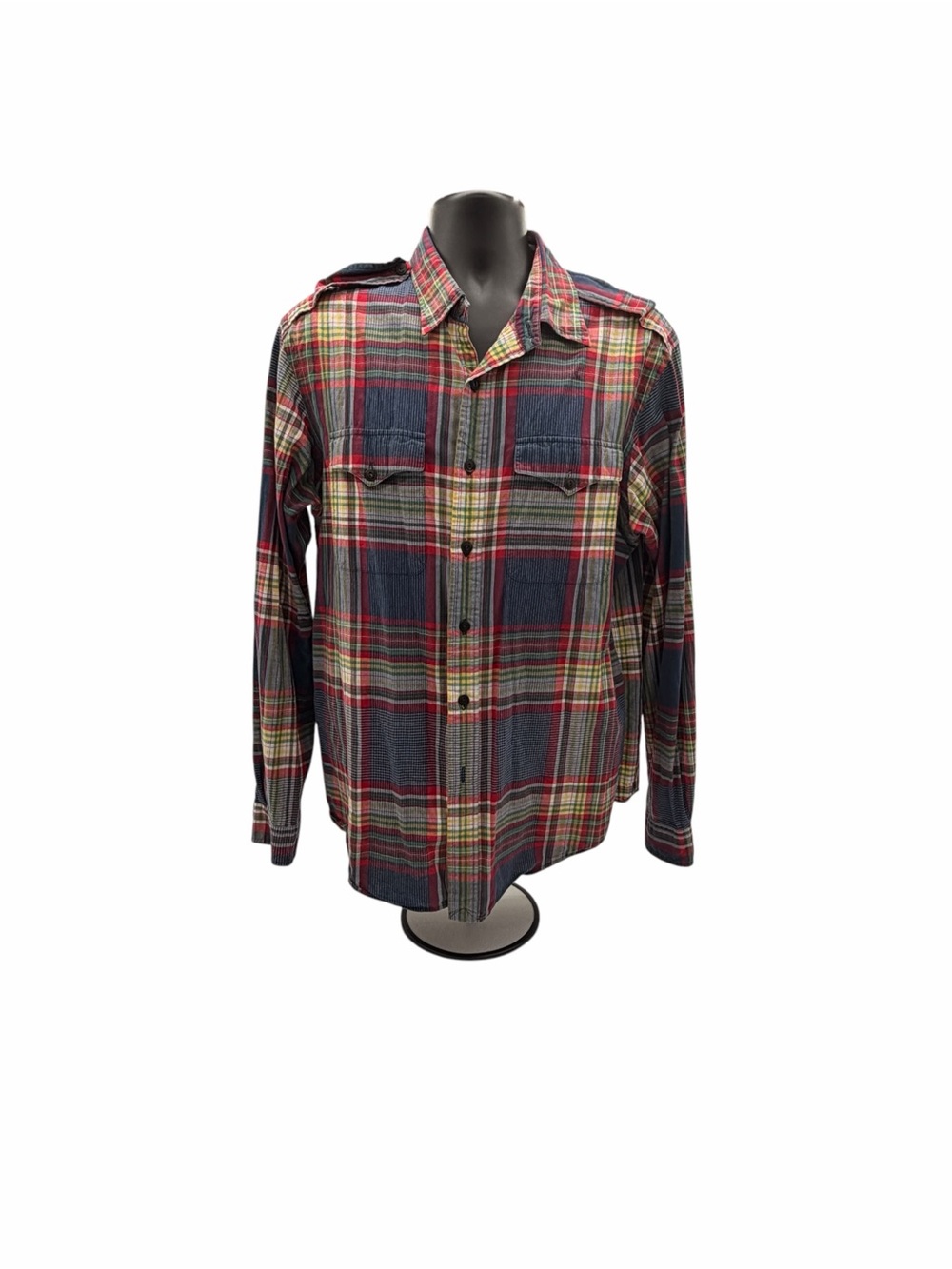 Men's Polo Ralph Lauren XL Red and Blue Plaid Button-Up Shirt